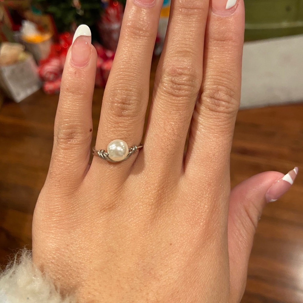 pearl silver ring
